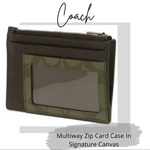Coach Multiway Zip Card Case In Signature Canvas